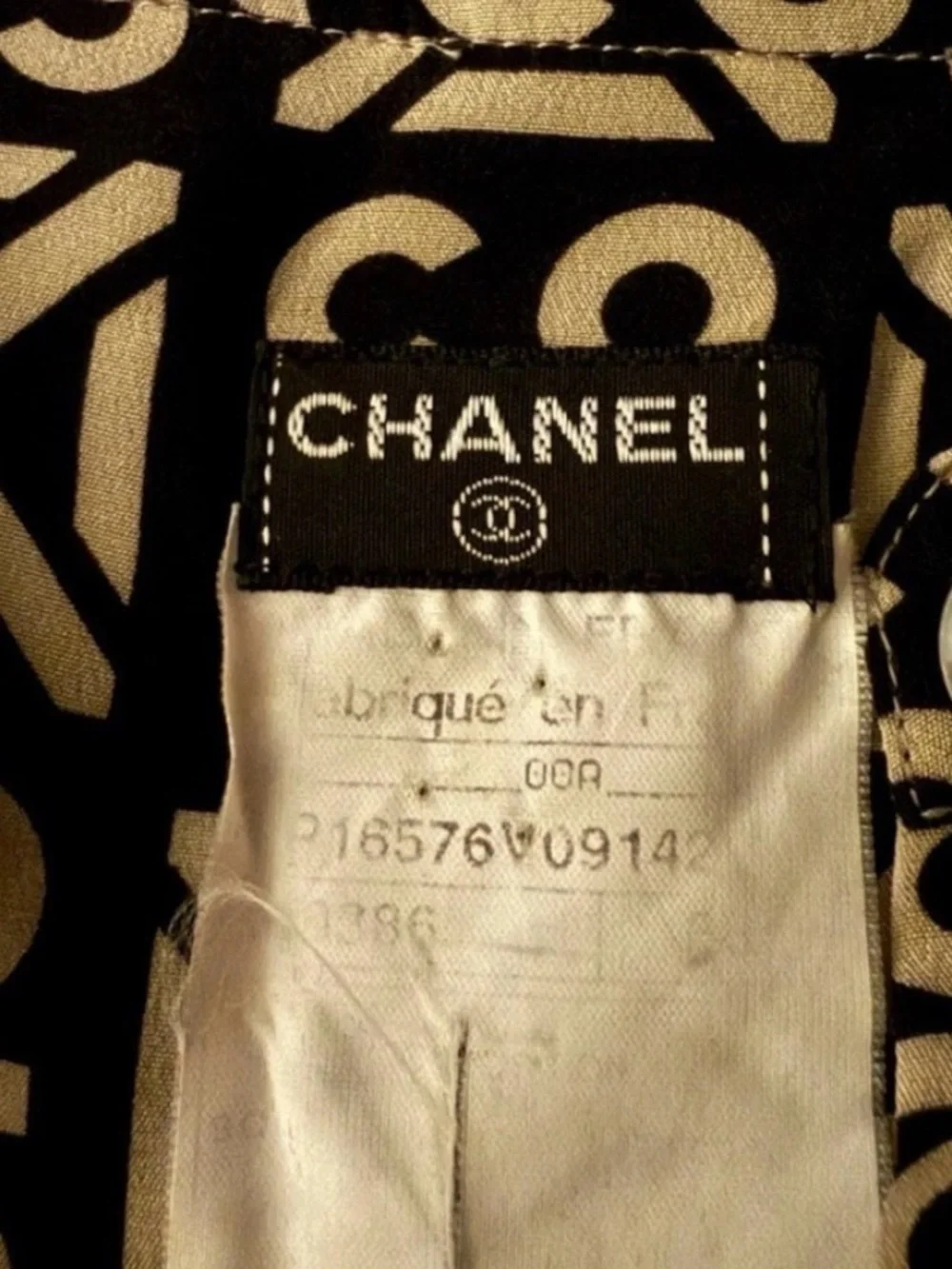 Chanel Coco Printed Logo Silk Blouse Button Down- Small